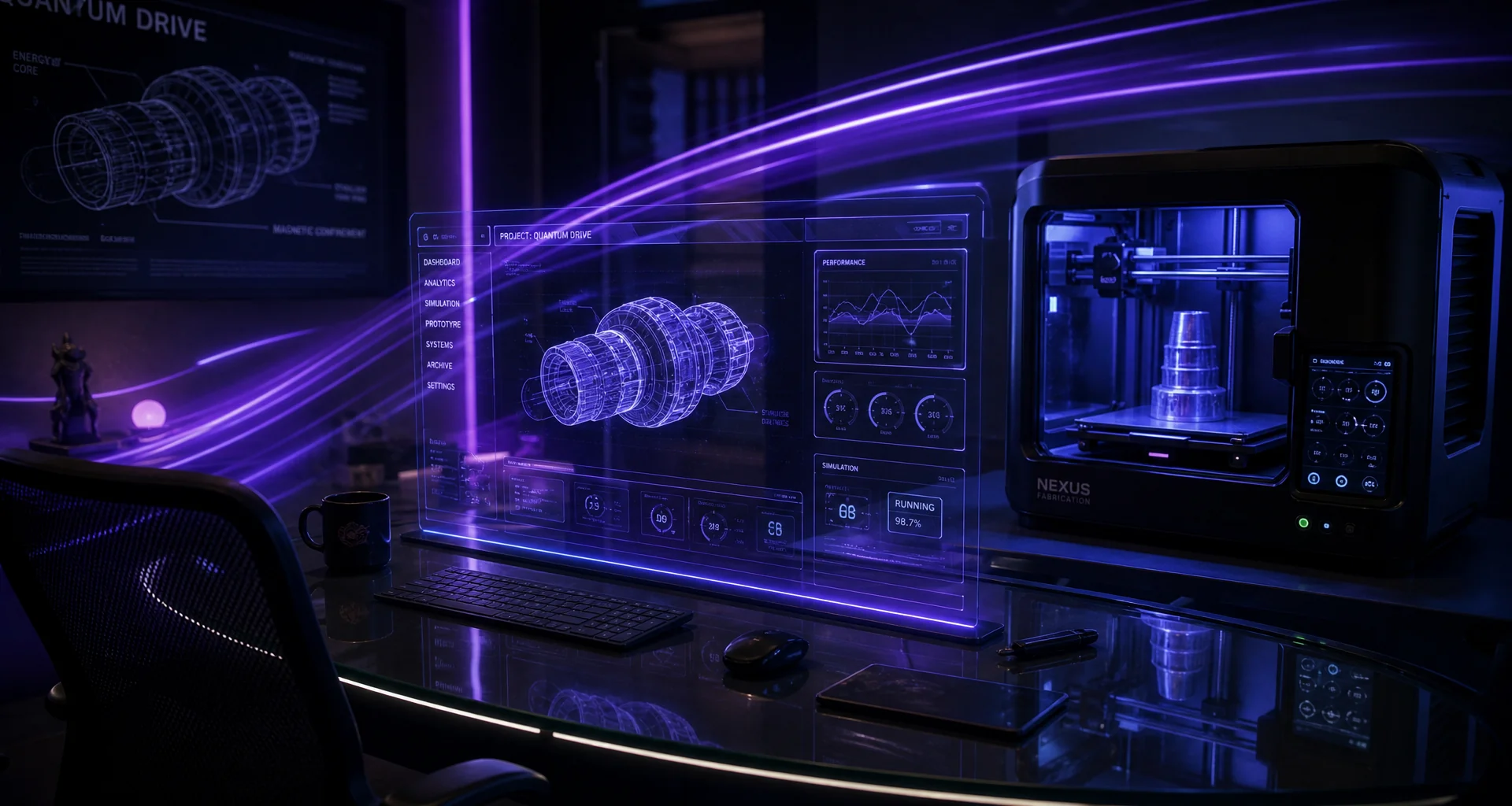 Futuristic cognitive interface showing human-machine interaction