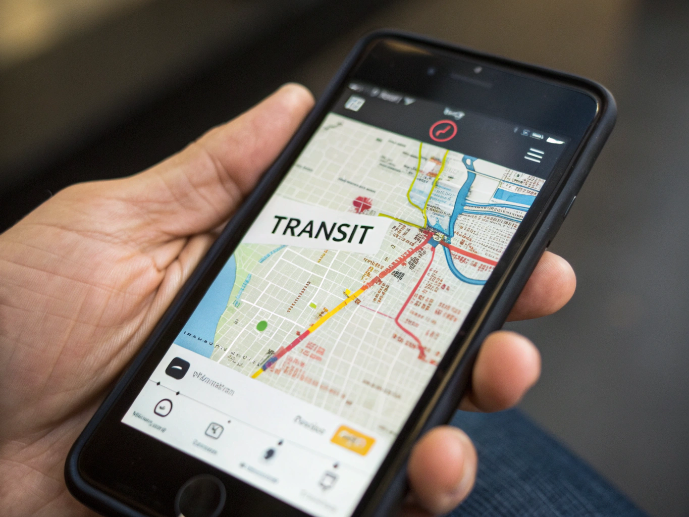 Mobile app interface showing transit route optimization dashboard